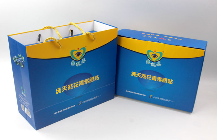 哪里可以做禮盒包裝？護(hù)眼神器亮視嘉護(hù)眼貼禮盒包裝+手提袋套裝出自長沙印刷廠
